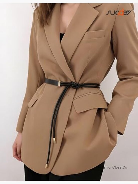 Women Faux Leather Knotted Thin Waist Belt 0.75\